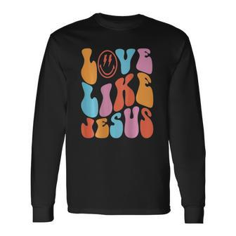 Love Like Jesus Smiley Face Aesthetic Trendy Clothing Long Sleeve T-Shirt - Thegiftio UK
