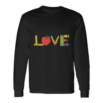 Love Teacher Life Apple Pencil Ruler Teacher Quote Graphic Shirt For Female Male Long Sleeve T-Shirt - Thegiftio UK