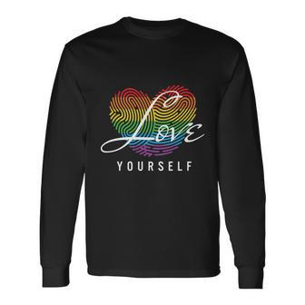 Love Yourself Rainbow Lgbt Fingerprint Pride Month Long Sleeve T-Shirt - Monsterry DE