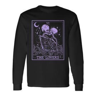 The Lovers Skeleton Tarot Card Vi Vintage Halloween Long Sleeve T-Shirt - Monsterry UK