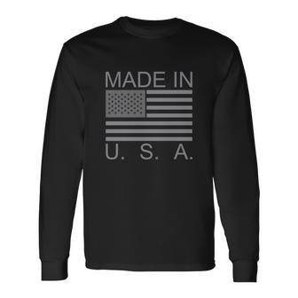 Made In Usa American Flag Grey Long Sleeve T-Shirt - Monsterry DE