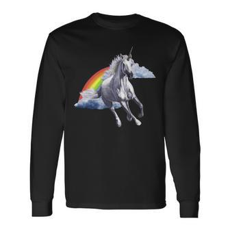 Magical Unicorn Horse Over Rainbow Long Sleeve T-Shirt - Monsterry UK