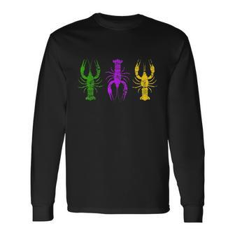 Mardi Gras Crawfish Jester Hat Bead Tee New Orleans Long Sleeve T-Shirt - Thegiftio