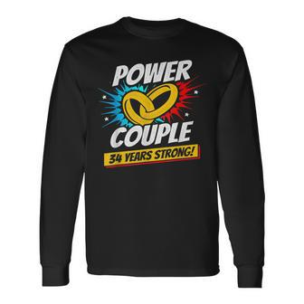 Married 34 Years Power Couple 34Th Wedding Anniversary Long Sleeve T-Shirt - Seseable