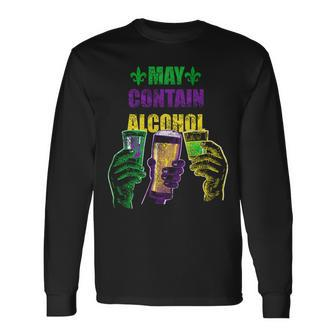 May Contain Alcohol Mardi Gras Tshirt Long Sleeve T-Shirt - Monsterry AU