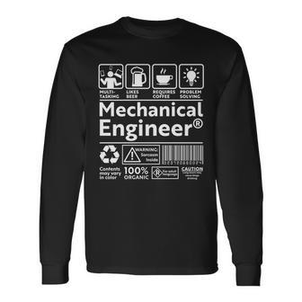 Mechanical Engineer Label Long Sleeve T-Shirt - Monsterry