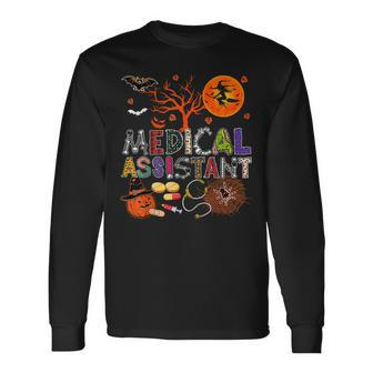 Medical Assistant Halloween Zombie Costume Scary Pumpkin Men Women Long Sleeve T-Shirt T-shirt Graphic Print - Thegiftio UK