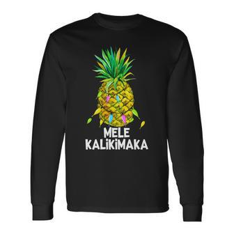 Mele Kalikimaka Pineapple Christmas Lights Long Sleeve T-Shirt - Monsterry DE