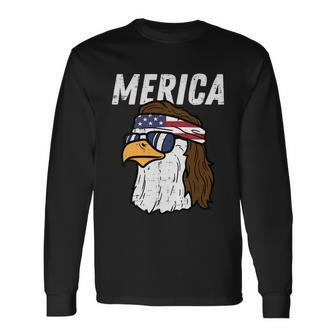 Merica Bald Eagle Mullet Sunglasses Fourth July 4Th Patriot Cool V2 Long Sleeve T-Shirt - Monsterry CA