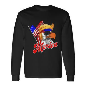 Merica Patriotic Eagle Mullet 4Th Of July American Flag Great Long Sleeve T-Shirt - Monsterry UK