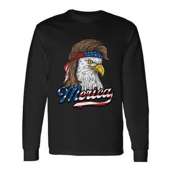 Merica Patriotic Usa Eagle Of Freedom 4Th Of July Long Sleeve T-Shirt - Monsterry