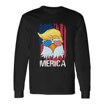 Merica Trump Bald Eagle 4Th Of July Us Flag Men Women Long Sleeve T-Shirt - Monsterry AU