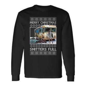 Merry Christmas Shitters Full Ugly Christmas Sweater Long Sleeve T-Shirt - Monsterry