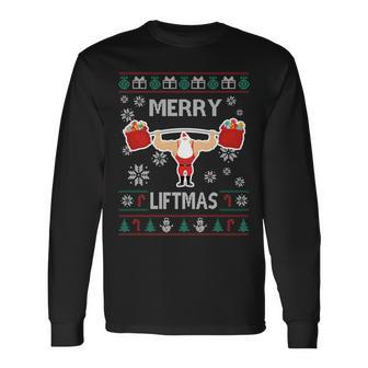 Merry Liftmas Ugly Christmas Long Sleeve T-Shirt - Monsterry