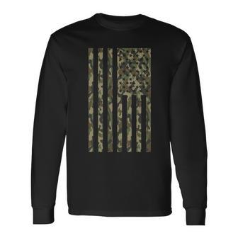 Military Camouflage Usa American Flag Long Sleeve T-Shirt - Monsterry DE