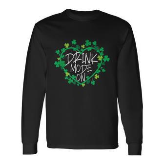 Mode On Happy St Patricks Day Flag Irish Shamrock Long Sleeve T-Shirt - Thegiftio UK