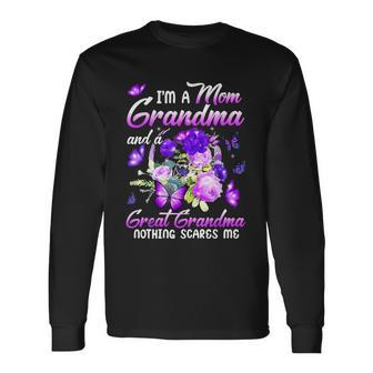 Im A Mom Grandma Great Grandma Butterfly Long Sleeve T-Shirt - Monsterry CA