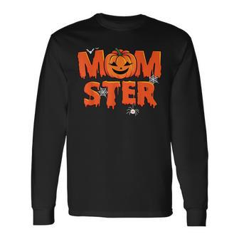 Momster Halloween Mom Pumpkin Costume Matching Long Sleeve T-Shirt - Seseable