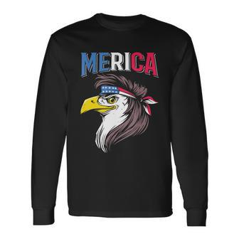 Mullet Eagle American Flag Usa Bird 4Th Of July Merica Long Sleeve T-Shirt - Monsterry