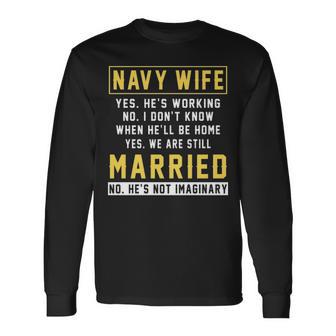 Navy Wife Wife Of A Navy Veteran Long Sleeve T-Shirt - Monsterry DE