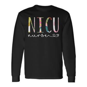 Nicu Nurse Icu Cute Floral Nicu Nursing V2 Long Sleeve T-Shirt - Seseable