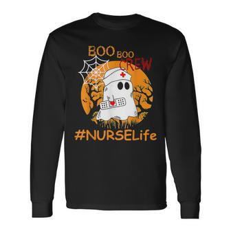 Nurse Life Boo Boo Crew Nurse Ghost Halloween October Long Sleeve T-Shirt - Seseable