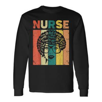 Nurse Melanin Afro Queen Girl Magic Black History Vintage V3 Long Sleeve T-Shirt - Seseable