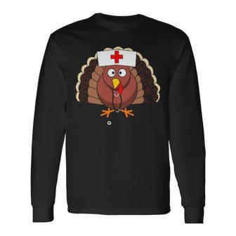 Nurses Thanksgiving Turkey Pilgrim Costume Long Sleeve T-Shirt - Thegiftio UK