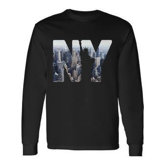Ny Statue Of Liberty Long Sleeve T-Shirt - Monsterry