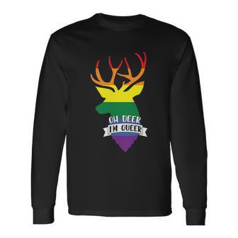 Oh Deer Im Queer Lgbt Gay Pride Lesbian Bisexual Ally Quote Long Sleeve T-Shirt - Monsterry AU