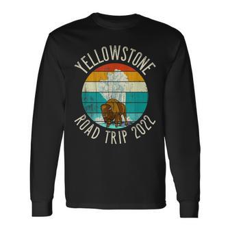 Old Faithful Geyser Bison Yellowstone Road Trip 2022 Long Sleeve T-Shirt - Seseable