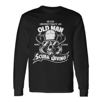 Old Man Who Loves Scuba Diving Tshirt Long Sleeve T-Shirt - Monsterry