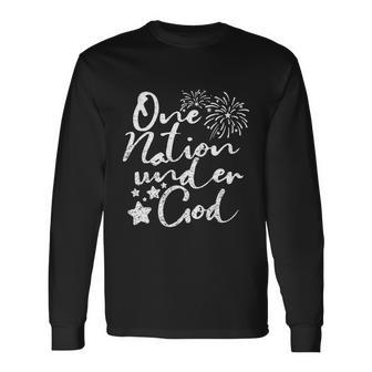 One Nation Under God Fire Work 4Th Of July Long Sleeve T-Shirt - Monsterry UK