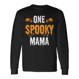 One Spooky Mama Mother Matching Halloween Long Sleeve T-Shirt - Seseable