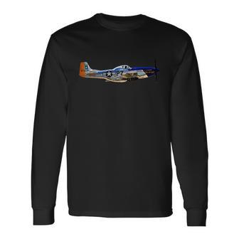 P51 Mustang Wwii Fighter Plane Us Military Aviation History Long Sleeve T-Shirt - Monsterry