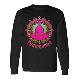 Padmasana Yoga Lotus Pose Long Sleeve T-Shirt - Monsterry CA