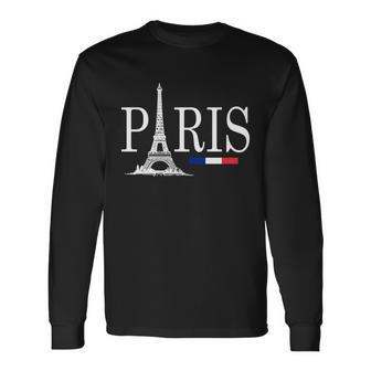 Paris Eiffel Tower Logo Tshirt Long Sleeve T-Shirt - Monsterry