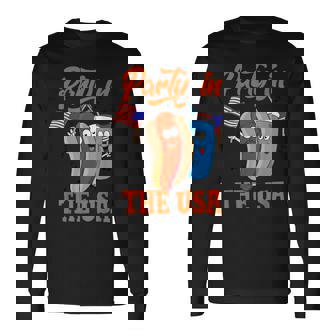 Party In The Usa Hot Dog Love Usa Fourth Of July Long Sleeve T-Shirt | Seseable FR