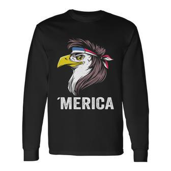 Patriotic Eagle Mullet American Flag Merica 4Th Of July Great Long Sleeve T-Shirt - Monsterry