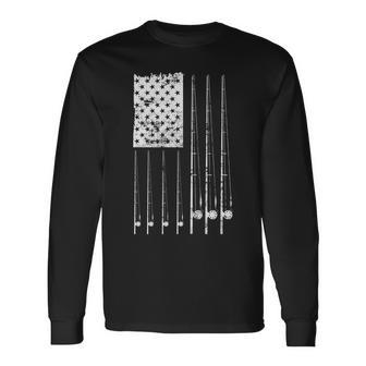 Patriotic Fishing American Flag Tshirt Long Sleeve T-Shirt - Monsterry