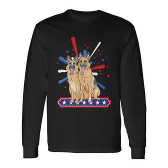 Patriotic German Shepherd American Flag Dog Lover Long Sleeve T-Shirt - Monsterry DE