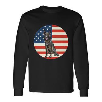 Patriotic German Shepherd American Flag Dog Lover Meaningful Long Sleeve T-Shirt - Monsterry UK