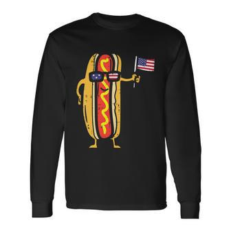 Patriotic Hot Dog American Flag Usa 4Th Of July Fourth Long Sleeve T-Shirt - Monsterry AU