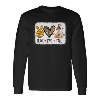Peace Love Fall Hello Fall Autumn Leopard Print Gnome Lover Men Women Long Sleeve T-Shirt T-shirt Graphic Print - Thegiftio