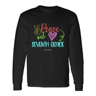 Peace Out Seventh Grade Graphic Plus Size Shirt For Teacher Female Male Students Long Sleeve T-Shirt - Thegiftio UK