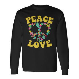 Peace Sign Love 60S 70S Tie Dye Hippie Halloween Costume V7 Long Sleeve T-Shirt - Seseable