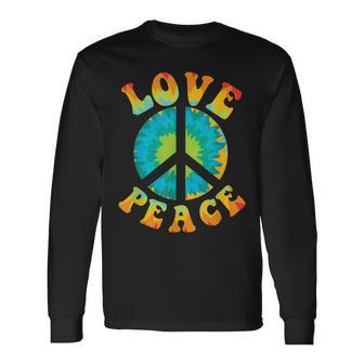 Peace Sign Love 60S 70S Tie Dye Hippie Halloween Costume V9 Long Sleeve T-Shirt - Seseable