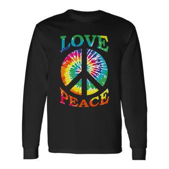 Peace Sign Love Retro 60S 70S Tie Dye Hippie Costume Long Sleeve T-Shirt - Monsterry