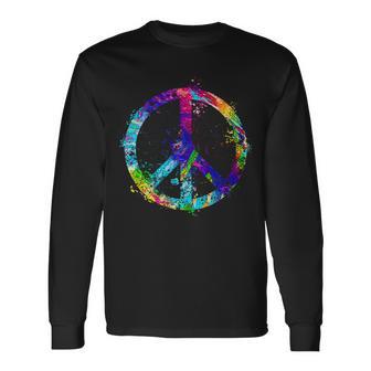 Peace Sign Paint Splatter Tshirt Long Sleeve T-Shirt - Monsterry CA