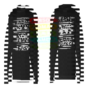 Person Woman Man Camera Prison Men Women Long Sleeve T-Shirt T-shirt Graphic Print - Thegiftio